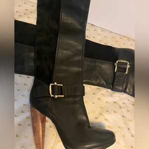 Black Leather Knee-High Boots